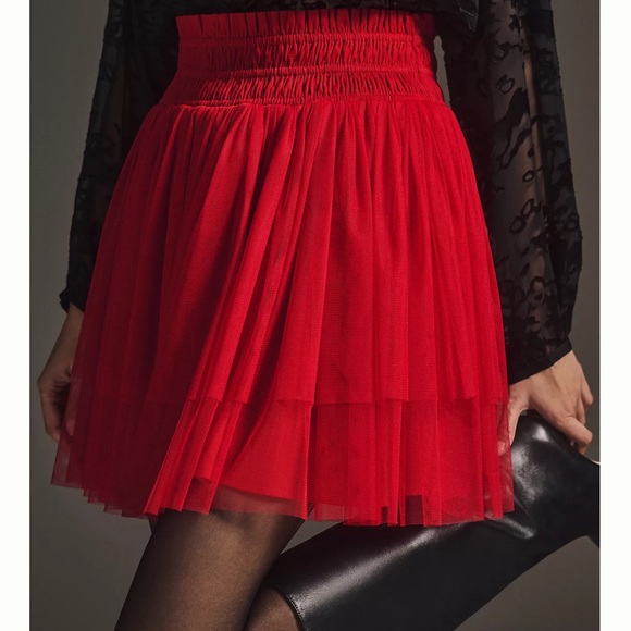 Anthropologie Skirt NWT Red Tulle Flirty & Fun Perfect Size L SOLD OUT & GORG! - Picture 5 of 6